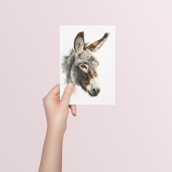 Watercolor Donkey Wall Art Print, Unframed - Charming Farmhouse Decor - Picture 5 of 6